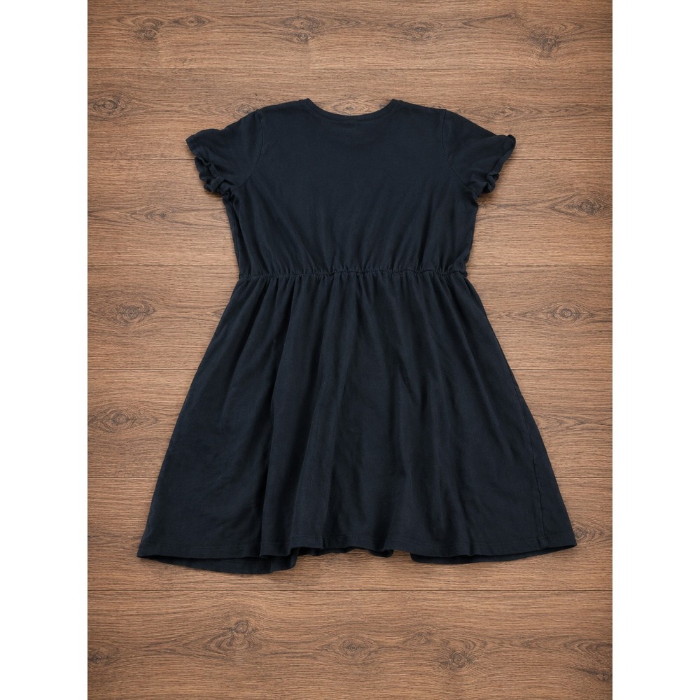 Minimalist Ruched T Shirt Dress Charcoal Black Casual Soft Womens Large‎ Midi